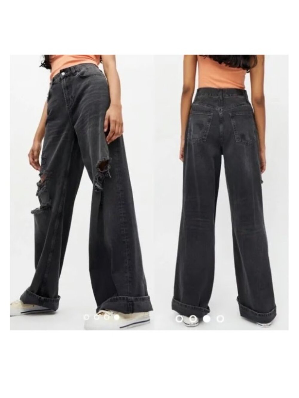 Urban Outfitters BDG women's 'Skater Baggy' black distressed denim jeans sz 25